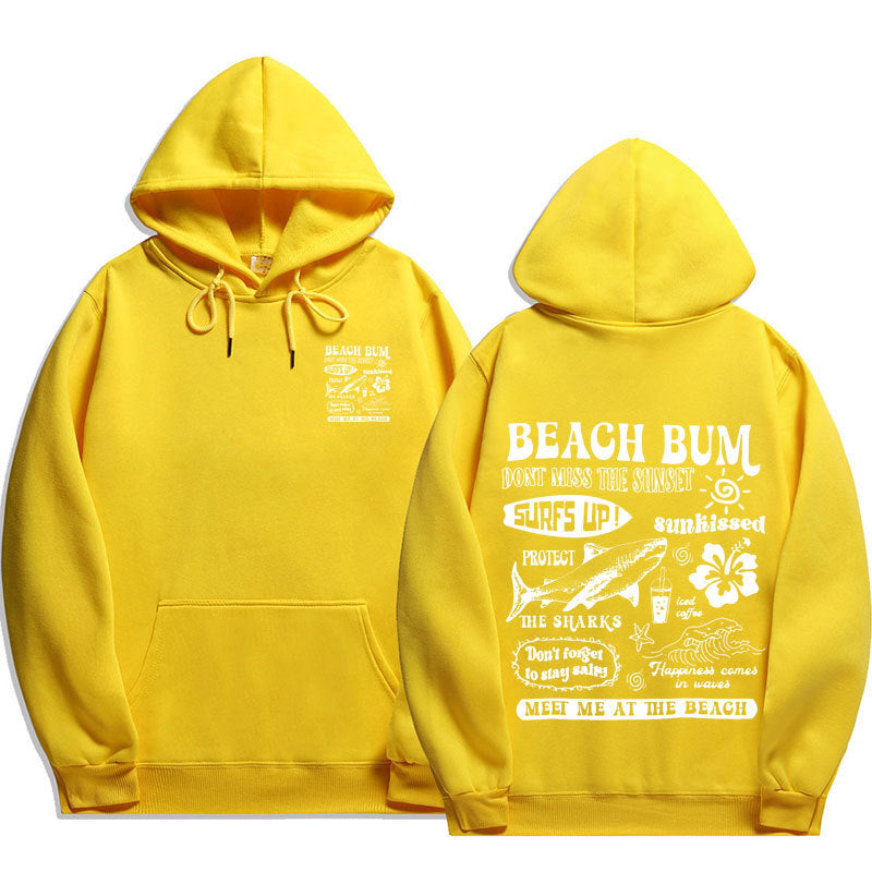 Printed Cuff Thread Hoodie Sweater Top