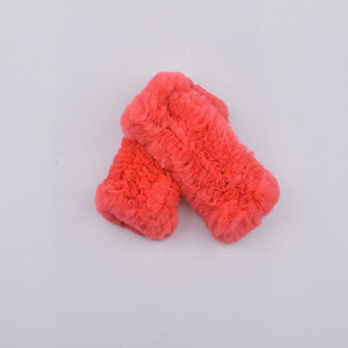 Rabbit Fur Half Finger Gloves Padded