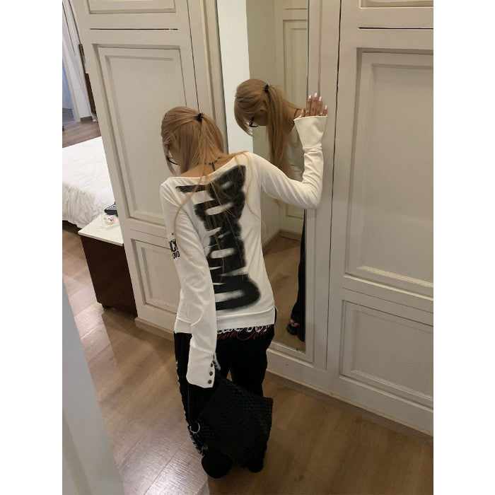 Dame ny stilfuld, alsidig langærmet T-shirt til efterår/vinter