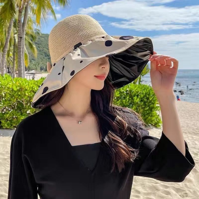 Women's Fashion Black Rubber Hollow Sunshade Fisherman's Hat