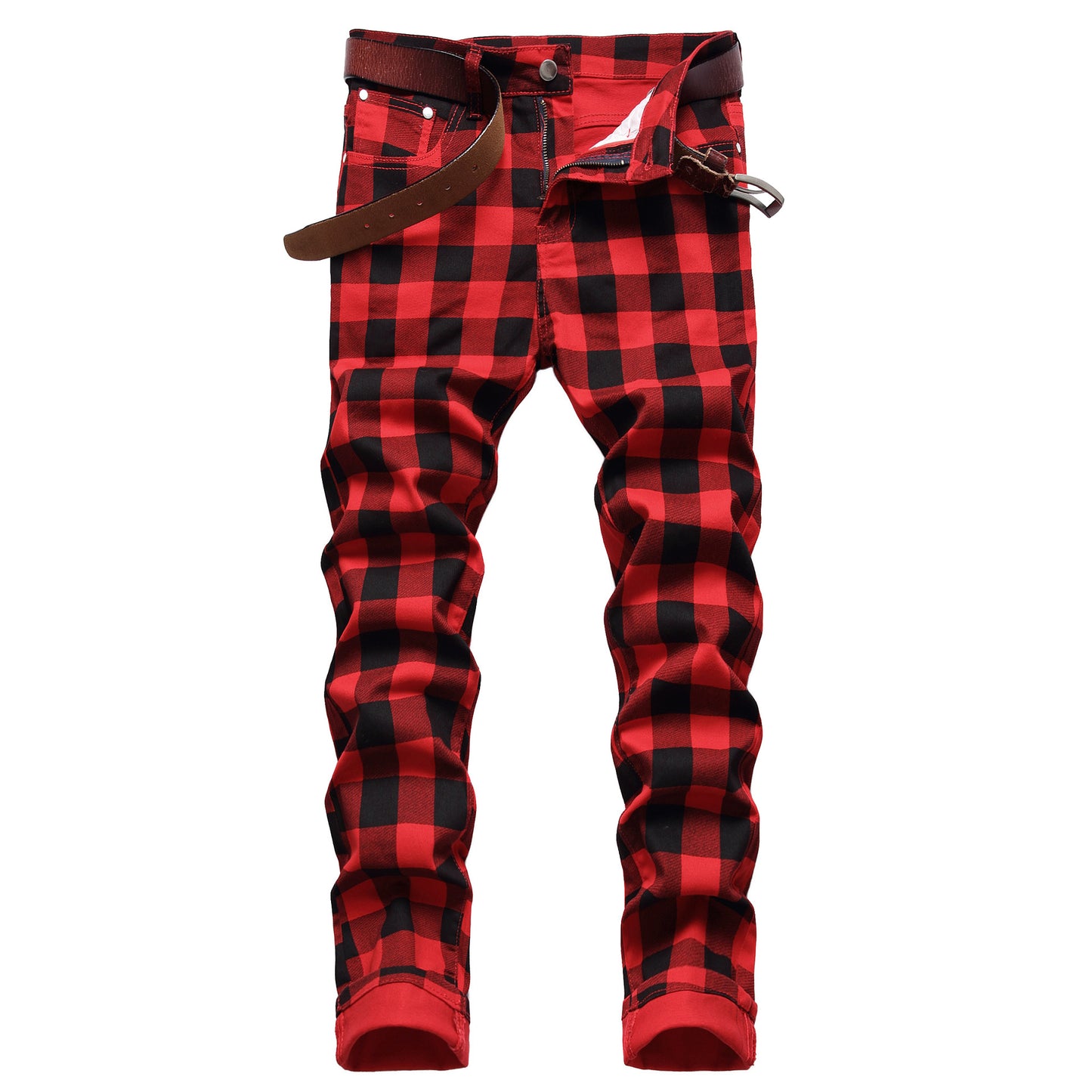 Print Check Fashion Personality Trend Jeans