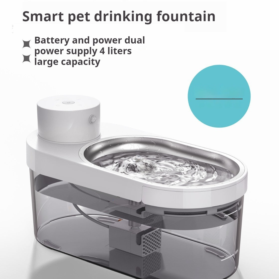 Stainless Steel Pet Water Dispenser Wireless Water And Electricity Separation
