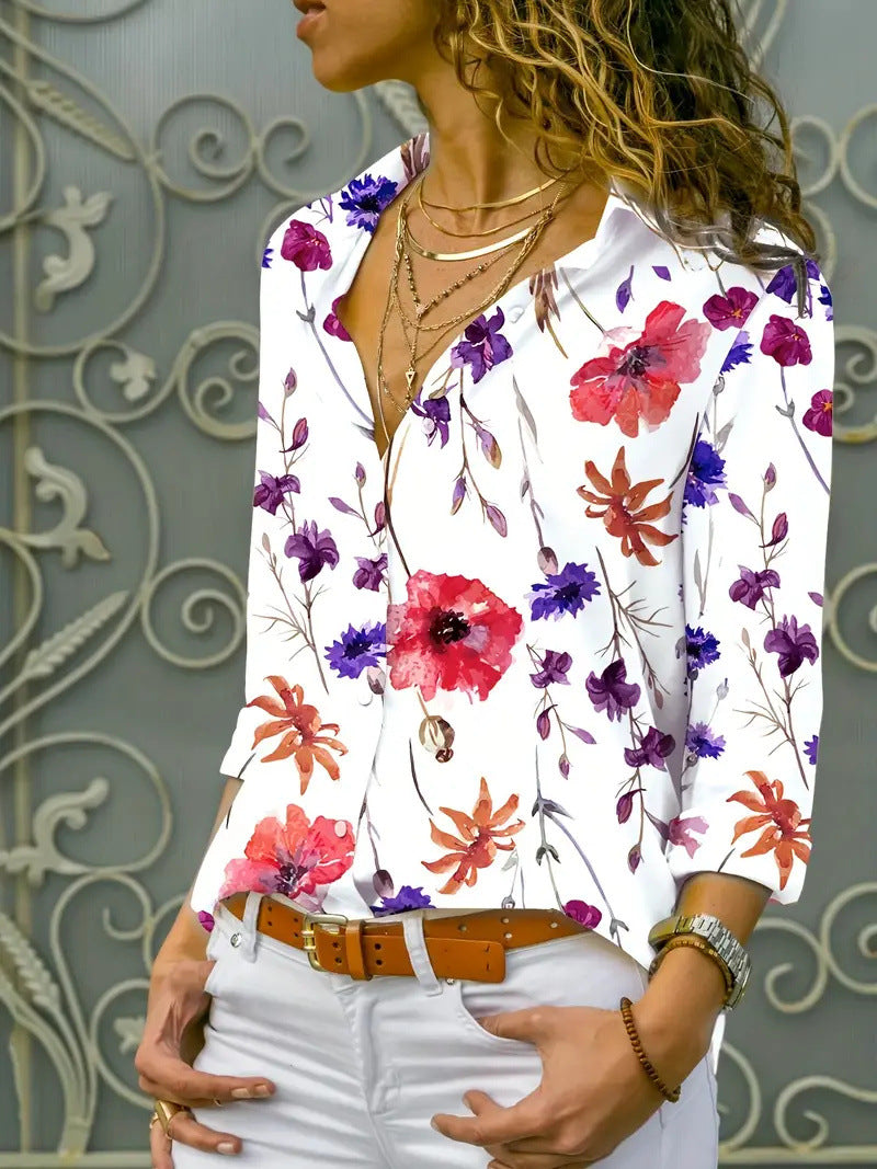 Casual Floral Women's Long-sleeved Blouse