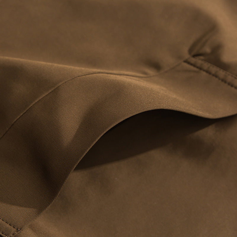 Solid Color BASIC Lapel Cardigan Coat Men's Long Trench Coat