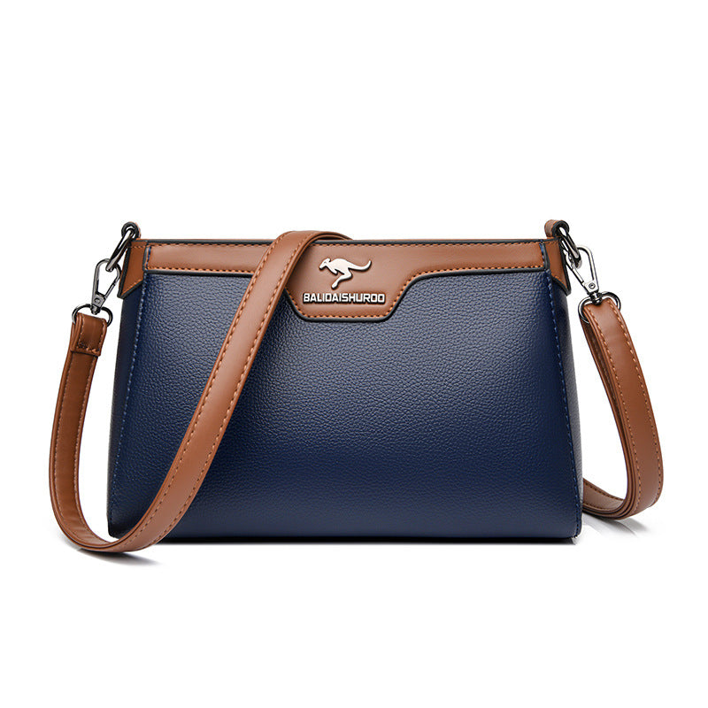 One Shoulder Blød Læder Lille Firkantet Syning Kvinder Crossbody Taske