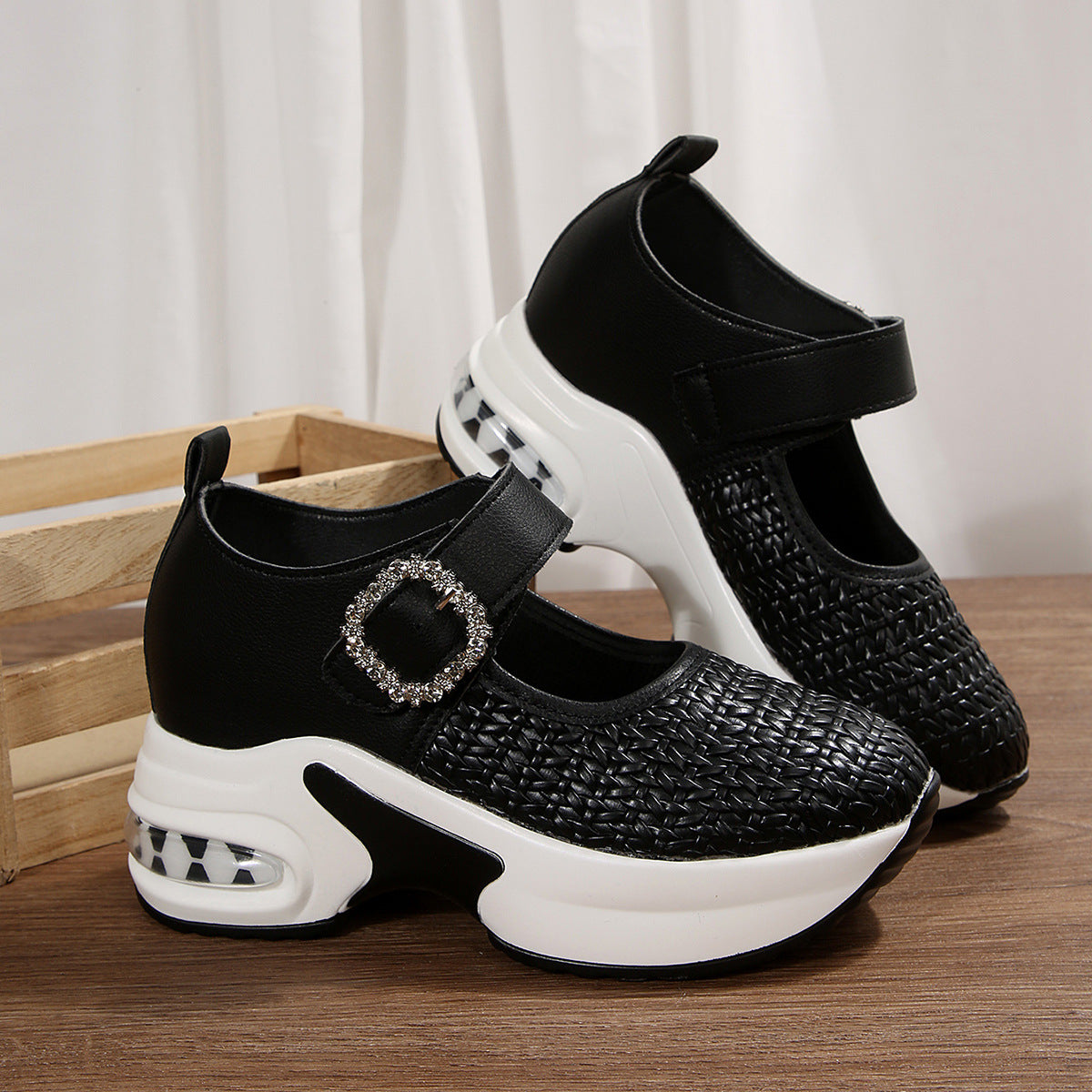 Autumn New Woven Large Size Cross-border Wedge Shoes