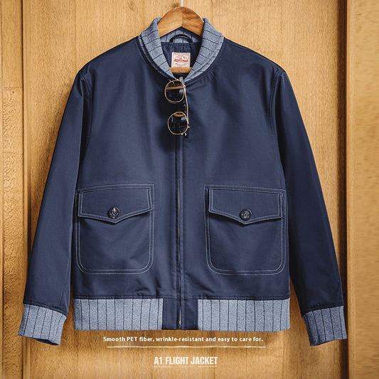 Bomber Jacket Men's Fashion All-matching Color Contrast Patchwork