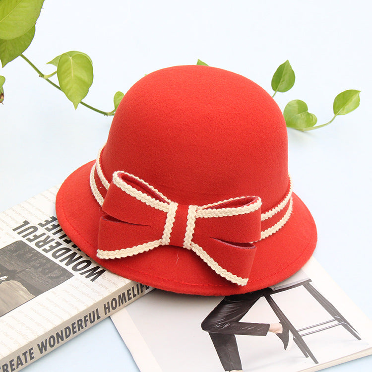 Women's Stitched Bow Solid Color Feather Hat