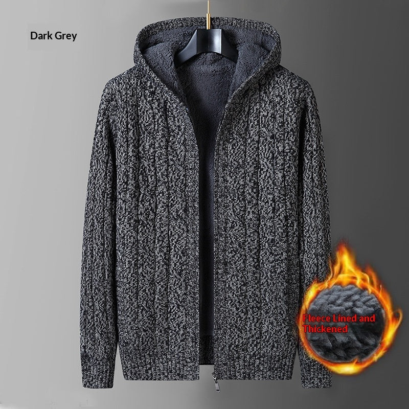 Loose Hooded Knit Men's Sweater Coat