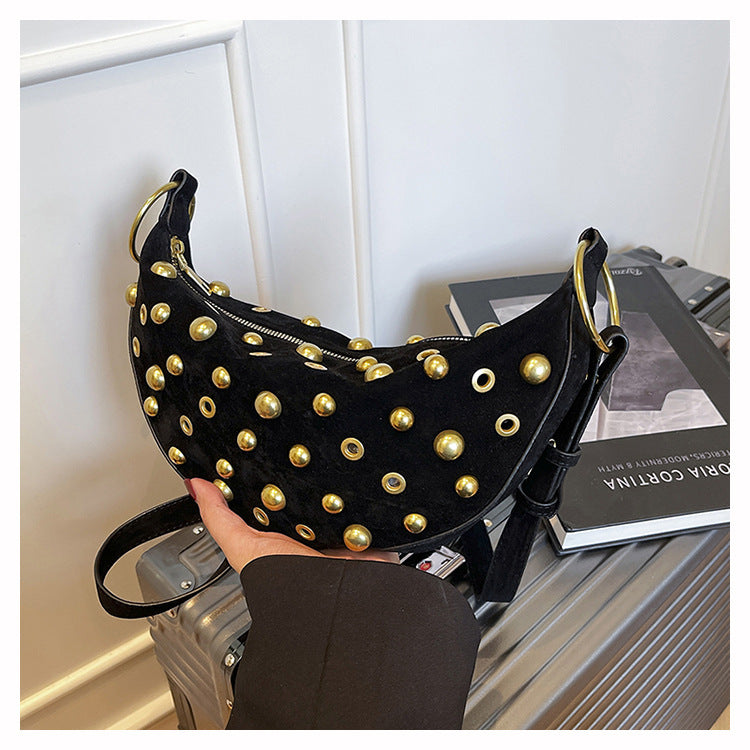 Retro Nitte Taske Mat Imiteret Ruskind Pendlertaske All-match Skulder Underarms Taske