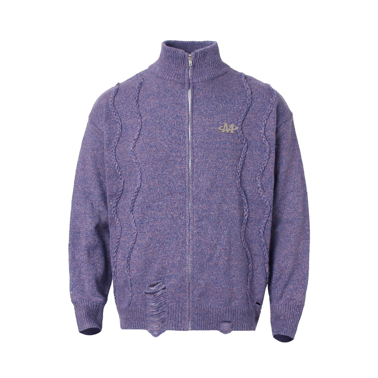 Turtleneck Zipper Knitted Cardigan Sweater
