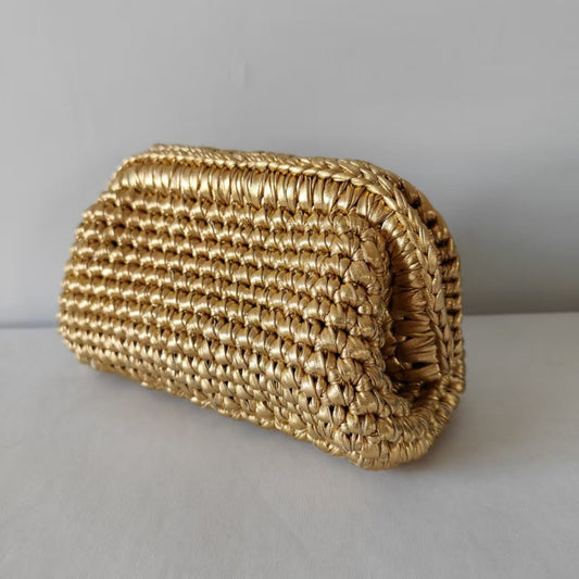 Handwoven Vibrant Metallic Thread Multi-Color Stylish Clutch Bag