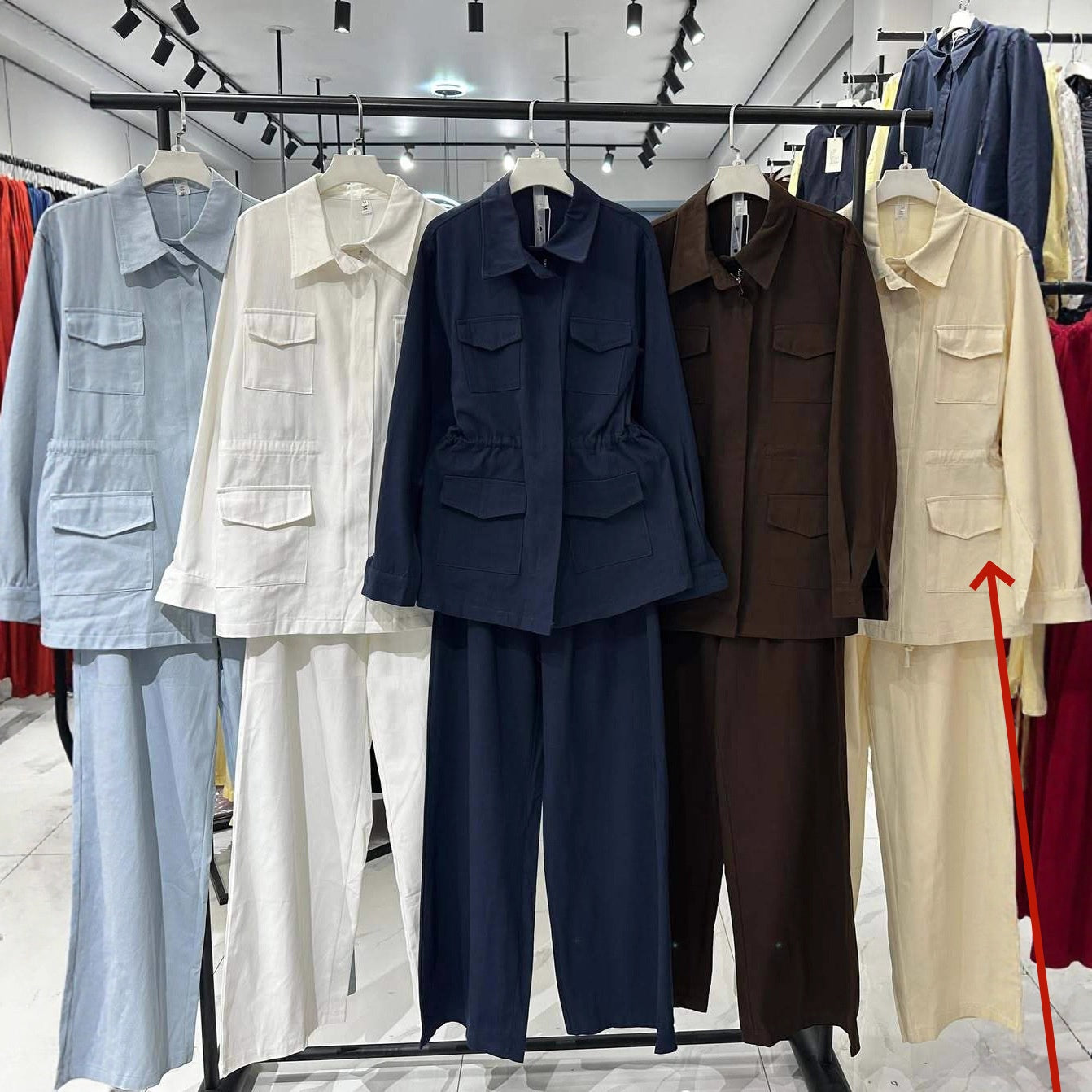 Denim Long-sleeve Button-up Retro Casual Pants Workwear Fashion Set