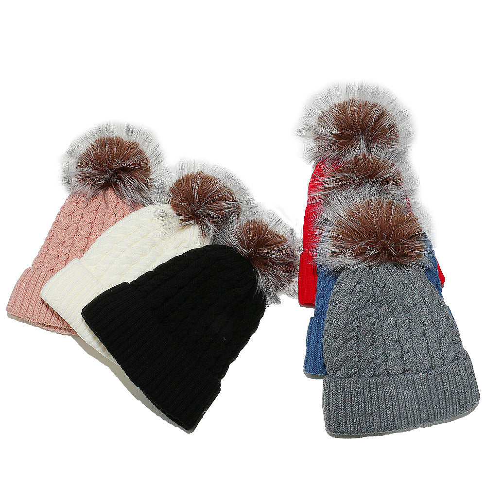 Fleece Lined Padded Warm Keeping Solid Color Woolen Hat