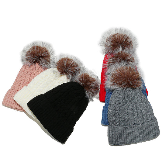 Fleece Lined Padded Warm Keeping Solid Color Woolen Hat