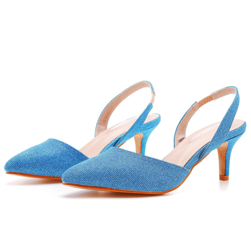 Low-cut Pointed-toe Color-changing Cloth Plus Size Sandals  6cm