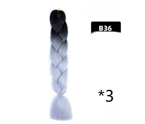 Color Big Braid African Chemical Fiber High Temperature Silk Wig Gradient