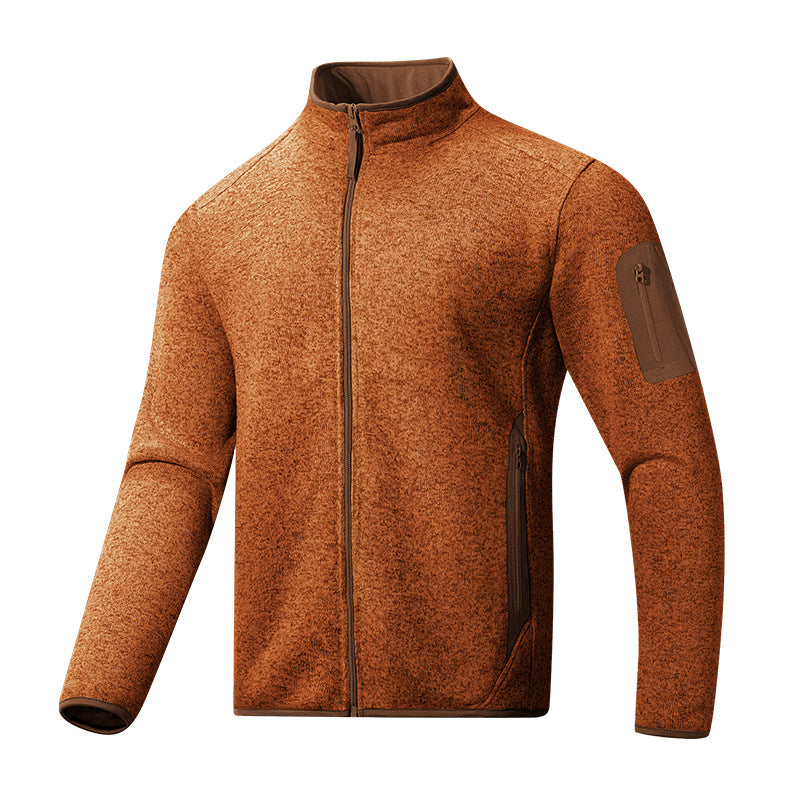 Outdoor Sports Stand Collar Men's Cardigan Tide Fleece Sweater Coat