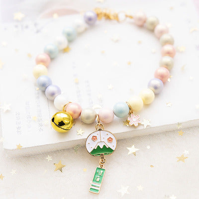 Fairy Girl Cat Pearl Necklace Pendant Pet Collar