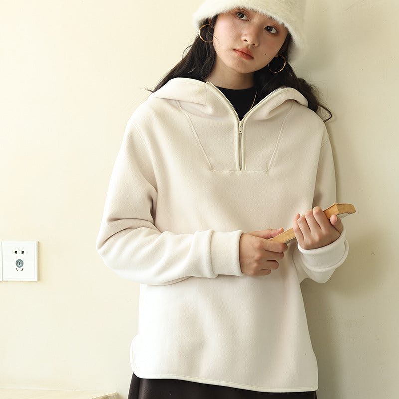 Hooded Loose Thickened Outer Wear Casual Top