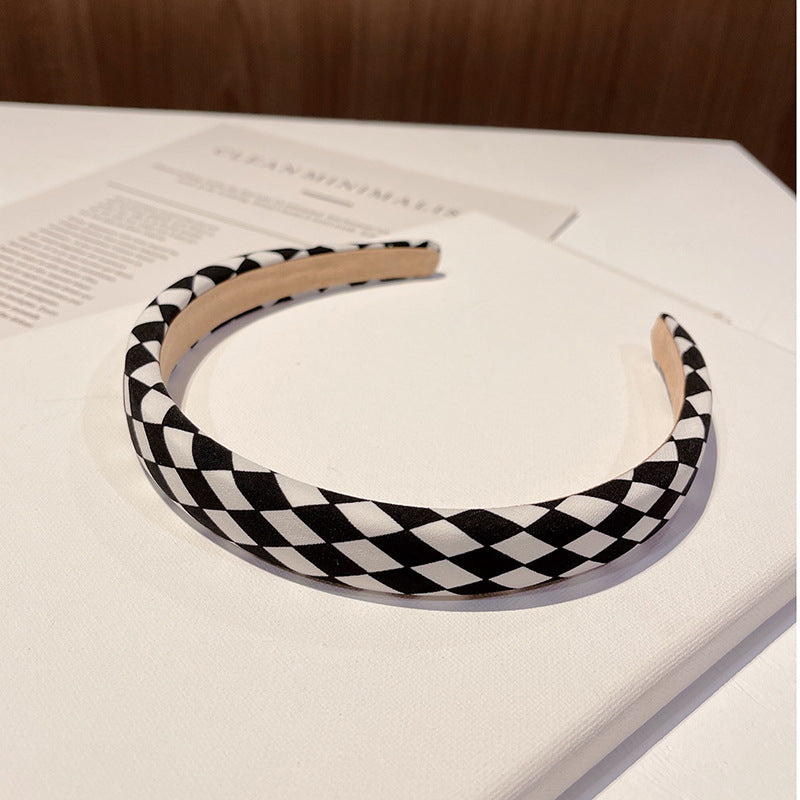 Hair Tie Black And White Plaid Headband All-match Hair Accessories