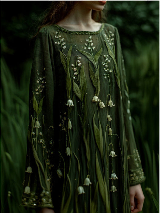 Retro-printed American-style Streetwear Loose-fitting Dress