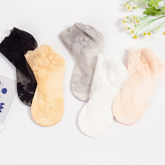 Women's Socks Thin Lace Lace Cotton Base