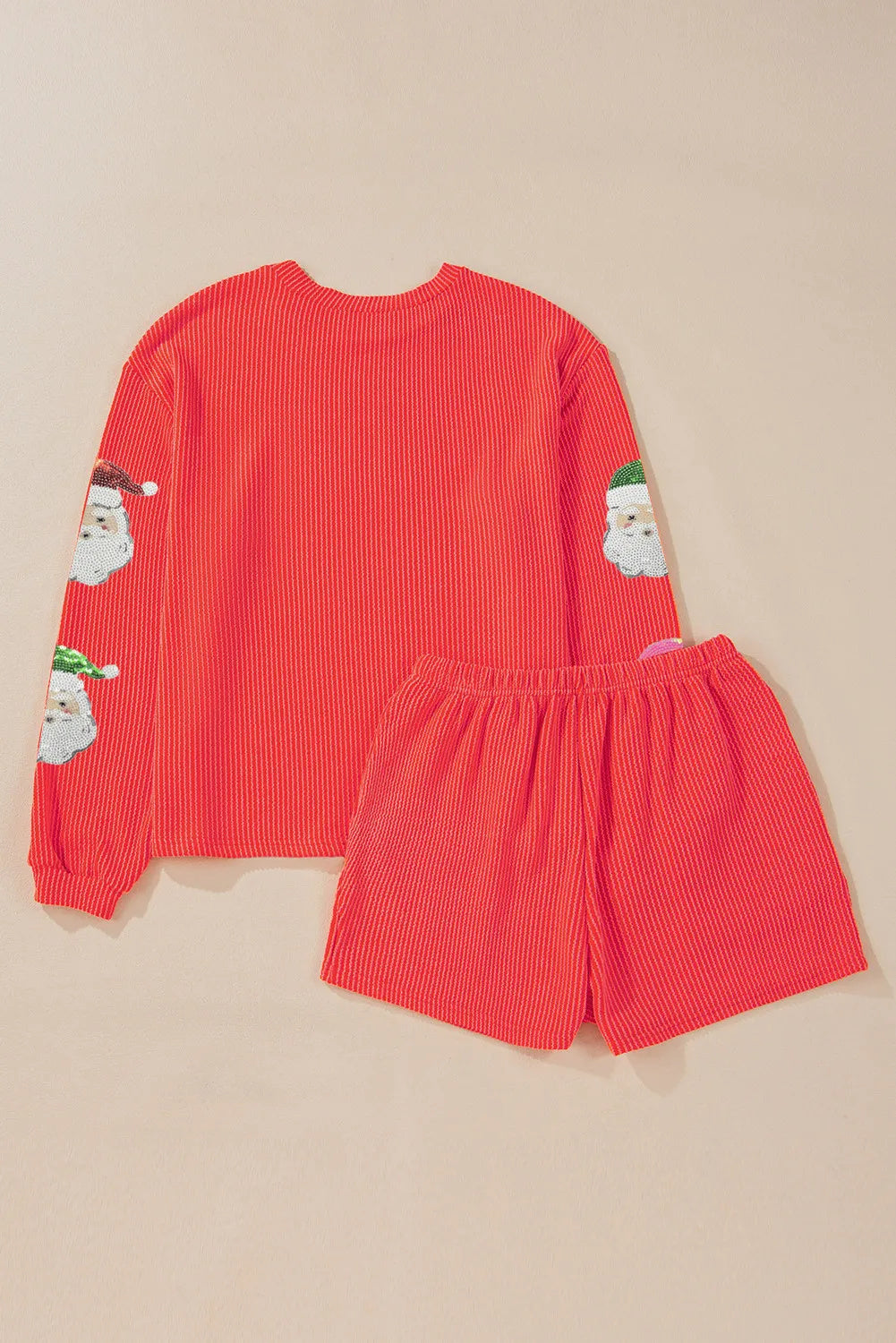 Long-sleeved Blouse And Shorts Twisted Rib 2-piece Suit