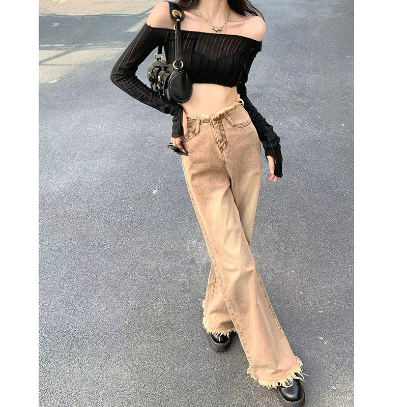 Women's Curry Vintage Loose Straight Leg Wide Leg Jeans