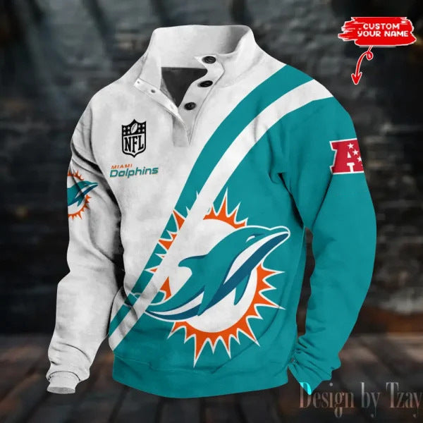 Herre Printet Casual Pullover Sweatshirt med 4 knapper fra Fashion Brand