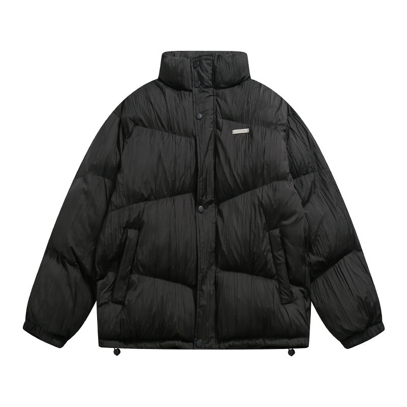 Thickened Cotton Padded Men's Plain Pleated Bread Jacket
