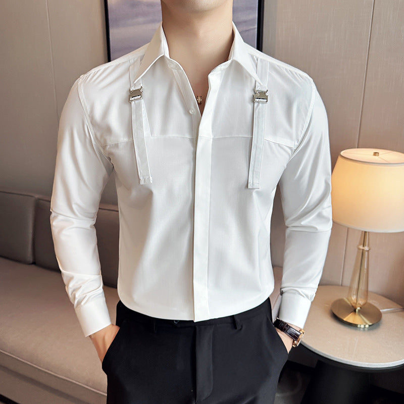 Mens Versatile And Minimalist Casual Cool Long-sleeve Shirt