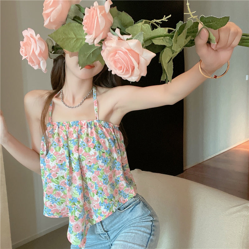 Women's Summer French Halter Camisole High Waist Short
