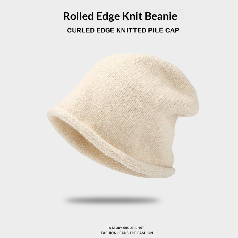 Dame Efterår/Vinter Beanie med rullet kant for varme