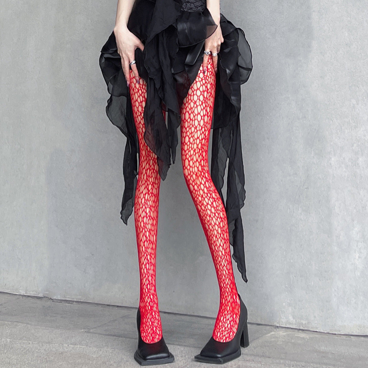 Pierced Black Sexy Mermaid Cobweb Socks Leg Beauty