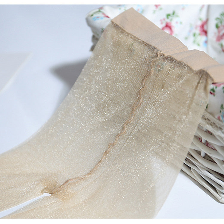 Micro-shimmering Transparent Pearly One-line Crotch Bottoming Socks