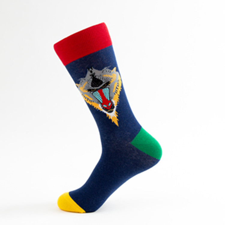 Colorful Mid-calf Couple Casual Cotton Socks