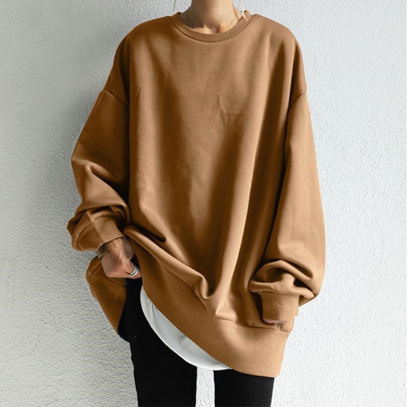 Dame Sweater Løs Rund Hals