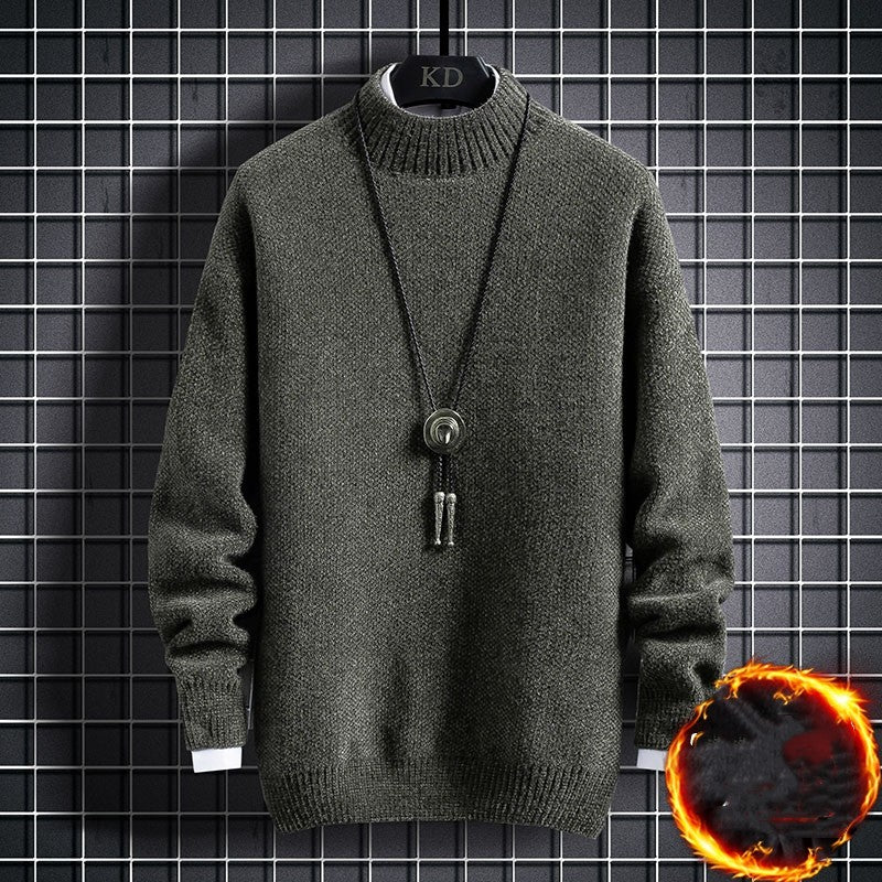 Vinter Plus Fleece Tyknet Studerende Mellemhøj Krave Varm Underdel Sweater