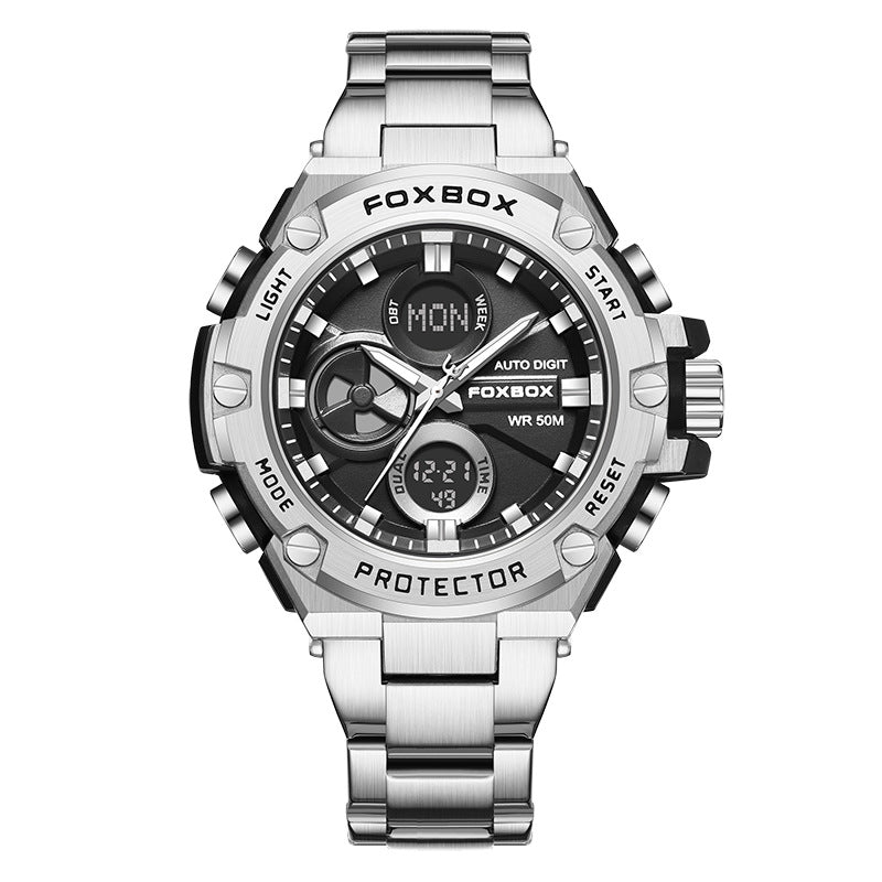 Fashion Double Display Luminous Electronic Watch Sports Quartz Steel Watch