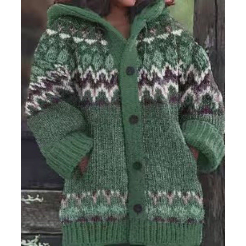 3D Printed Autumn Winter Coat Thickened Hooded Cardigan Sweater