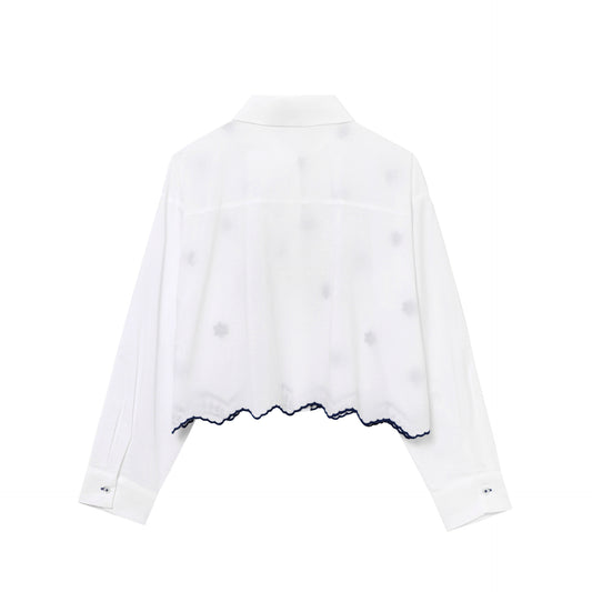 European And American Street Fashion Long Sleeve Embroidered Solid Color Shirt
