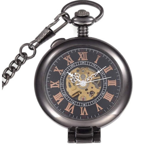 Roman-style Semi-automatic Mechanical Pocket Watch