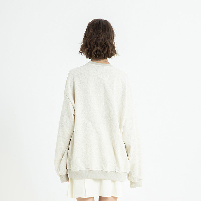 Embroidered Pullover Drop-shoulder Long-sleeve Men's Sweater Top