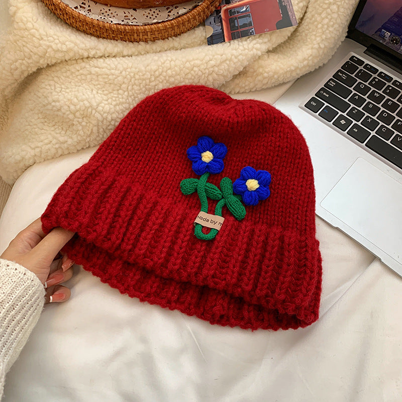 Flower Wool Hat Makes Women Cute And Show Their Faces