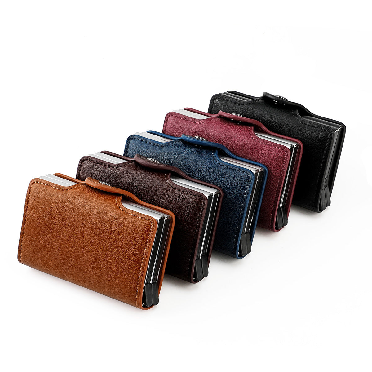 Men's RFID Aluminum Box Card Clamp Automatic Pop-up Double Aluminum Box