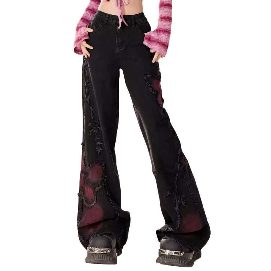 American High Street Butterfly Embroidered Blooming Jeans