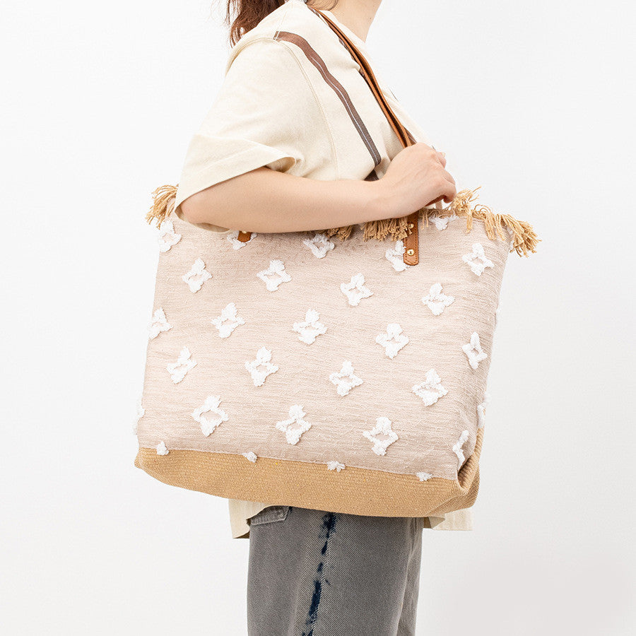 Canvas Double-layer Fabric Handbag Tassel