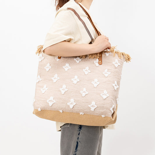 Canvas Double-layer Fabric Handbag Tassel