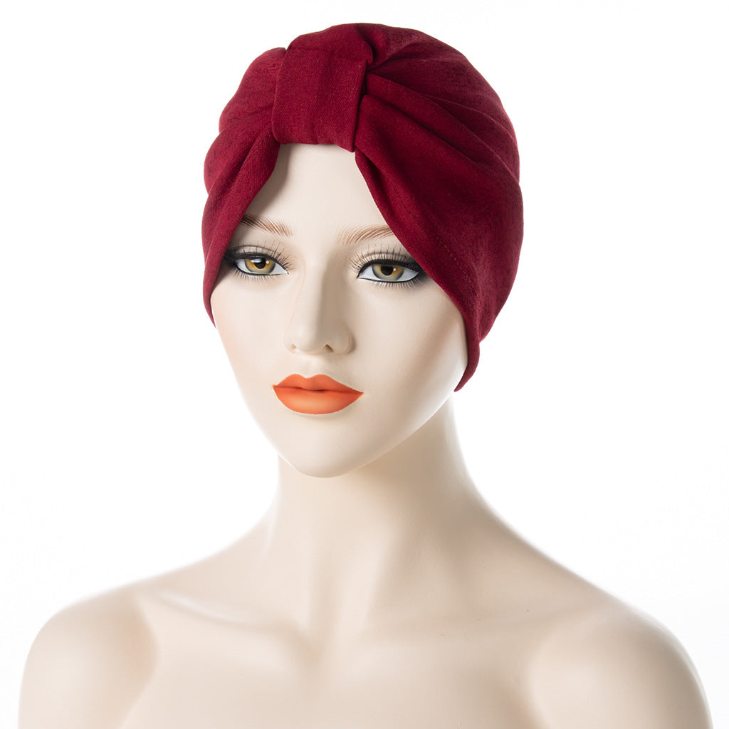 Solid Color Hooded Women's Bottoming Bow Turban
